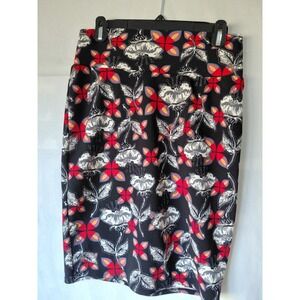 Lularoe Cassie Skirt NWOT Size Small Red Black White Floral